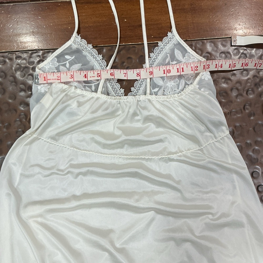 Vtg Unbranded Bridal Peignoir Set Ivory Nylon Lace Chiffon Size Small - Picture 11 of 15
